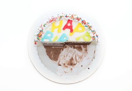 happy birthday ice-cream cake on white background