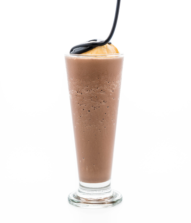 chocolate frappe with vanilla ice-cream on topの写真素材