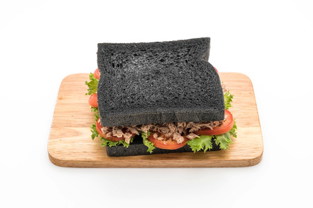 tuna charcoal  sandwich on white backgroundの写真素材