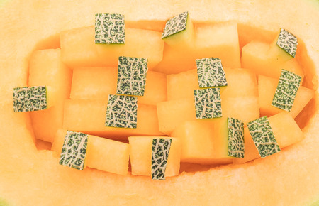 cantaloupe melon on white backgroundの写真素材