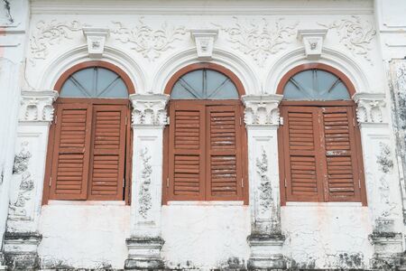 Sino-Portuguese architecture of ancient building in Phuket town, Thailand.