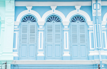 Sino-Portuguese architecture of ancient building in Phuket town, Thailand.