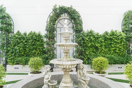 fountain decoration in garden with empty spaceの写真素材