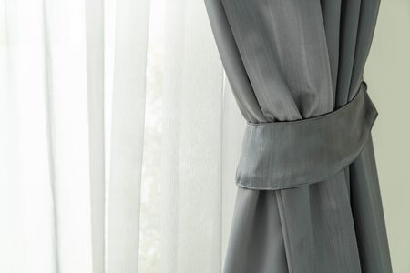 Curtain interior decoration in living room with sunlight