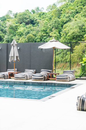 Beautiful luxury swimming pool in hotel pool resort - Boost up color Processingのeditorial素材