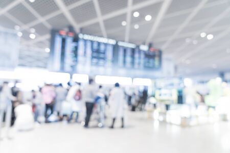 abstract blur in airport  for background - blue white balance processing styleの写真素材