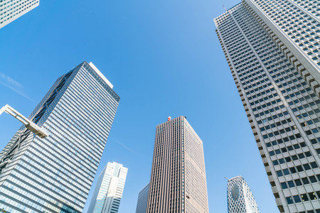 High-rise buildings and blue sky - Shinjuku, Tokyo, Japanの写真素材
