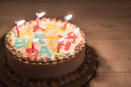 happy birthday cake on table