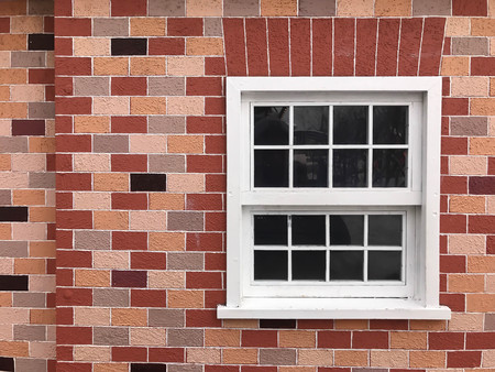 white vintage window on brick wall background
