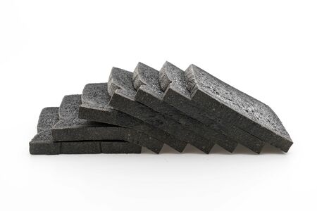 charcoal bread on white backgroundの写真素材