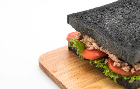 tuna charcoal  sandwich on white backgroundの写真素材