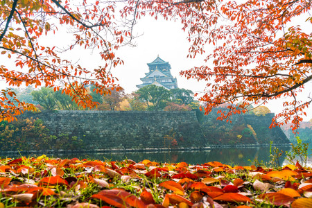 beautiful architecture at Osaka castle in Osaka Japanのeditorial素材