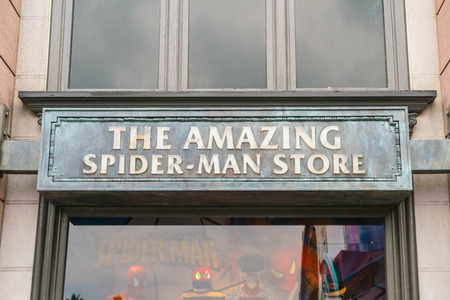 Osaka, Japan - NOV 21 2016 : Spiderman ride at Universal Globe outside the Universal Studios Theme Park in Osaka, Japan.のeditorial素材