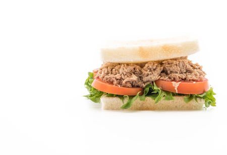 tuna sandwich on white backgroundの写真素材