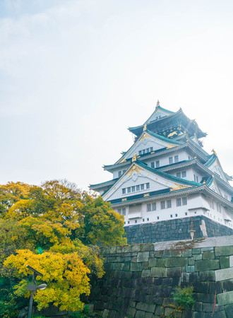 beautiful architecture at Osaka castle in Osaka Japanのeditorial素材