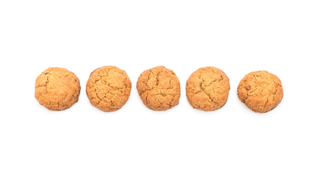 oatmeal raisin cookies on white backgroundの写真素材