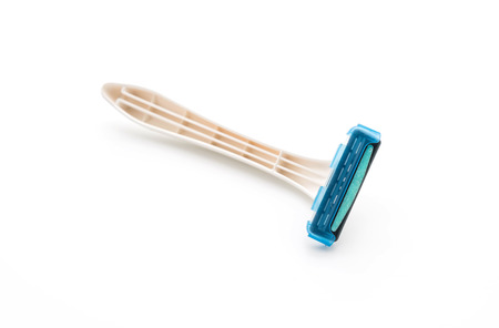 Razor equipment for shaver on white backgroundの写真素材