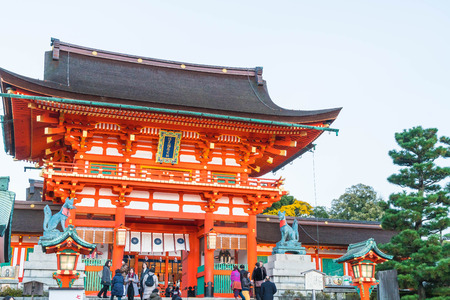 Fushimi Inari Shrine, Japan - 2016 NOV 23 : Fushimi Inari Shrine is an important Shinto shrine in southern Kyoto. It is famous for its thousands of vermilion torii gates.のeditorial素材