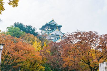 beautiful architecture at Osaka castle in Osaka Japanのeditorial素材