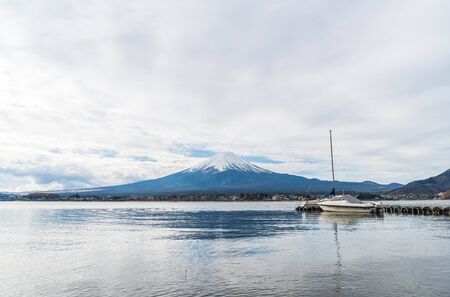 Mountain Fuji San with cloudy at Kawaguchiko Lake in Japan.の写真素材