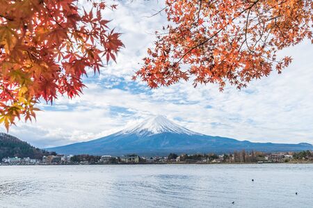 Mountain Fuji San with cloudy at Kawaguchiko Lake in Japan.の写真素材