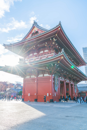 Beautiful Architecture in Sensoji Temple around Asakusa area at Japanのeditorial素材