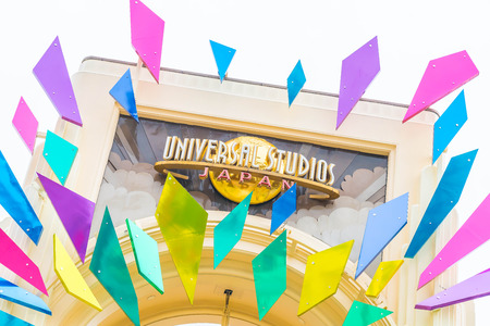 OSAKA, JAPAN - NOV 21 2016 : Main Entrance with 15 Years Anniversary Celebration of Universal Studio Japan (USJ)のeditorial素材