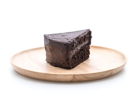 chocolate soft cake on white backgroundの写真素材