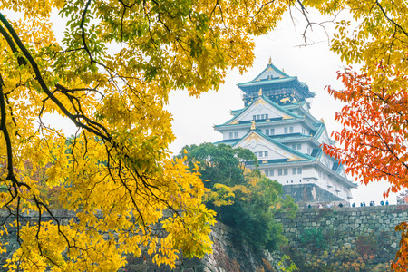 beautiful architecture at Osaka castle in Osaka Japanのeditorial素材