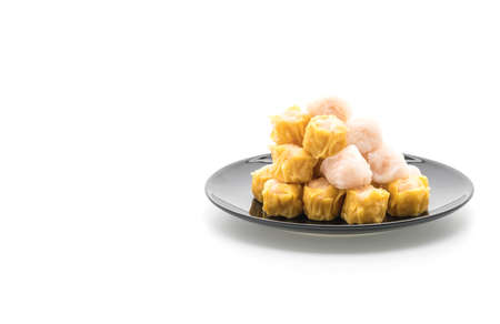 Stream shrimp dumplings on white backgroundの写真素材