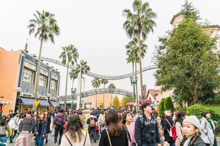 Osaka, Japan - NOV 21 2016 : The theme park attractions based on the film industry at Universal Studios Theme Park in Osaka, Japan.のeditorial素材