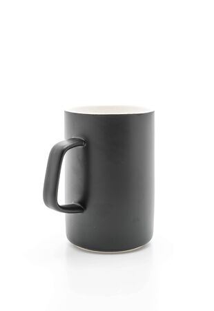 black ceramic mug on white backgroundの写真素材