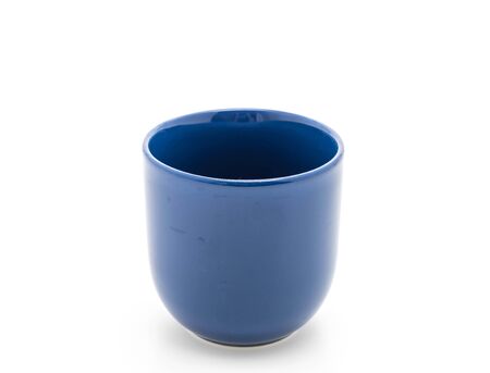 blue ceramic mug on white backgroundの写真素材