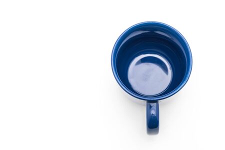 blue ceramic mug on white backgroundの写真素材