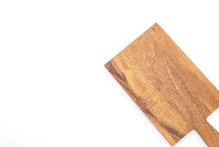 cutting wood board on white backgroundの写真素材