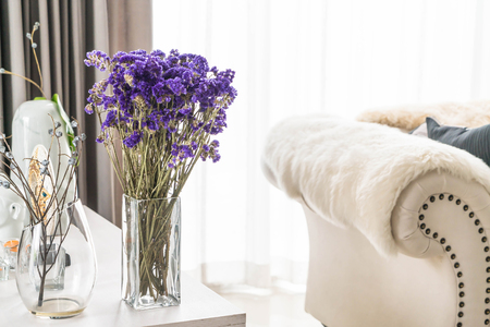 statis flower in vase decoration in living roomの写真素材