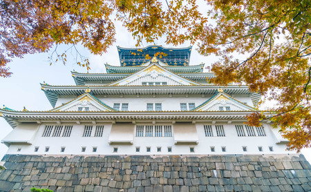 beautiful architecture at Osaka castle in Osaka Japanのeditorial素材