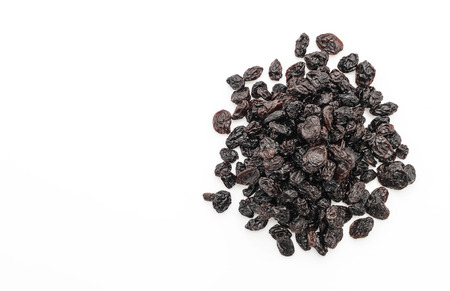 black raisins on white backgroundの写真素材