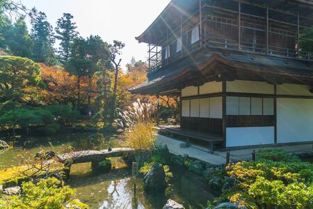 Beautiful Architecture at Silver Pavillion Ginkakuji temple in Kyoto, Japan.のeditorial素材
