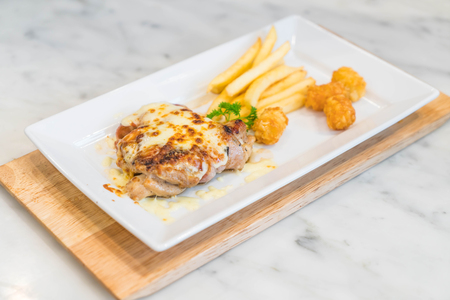 chicken and bacon steak with cheeseの写真素材