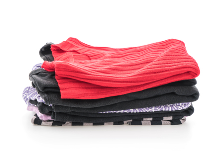 stacks of clothing on white backgroundの写真素材