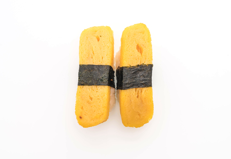 sweet egg nigiri sushi - japanese food style on white backgroundの写真素材