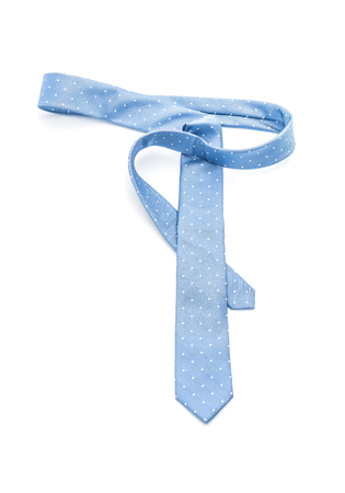 beautiful blue necktie isolated on white backgroundの写真素材