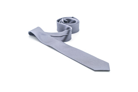 beautiful grey necktie isolated on white backgroundの写真素材