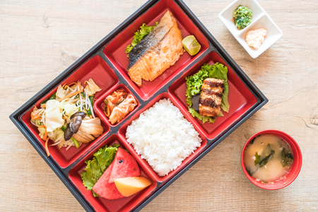 grilled salmon bento set - japanese food styleの写真素材