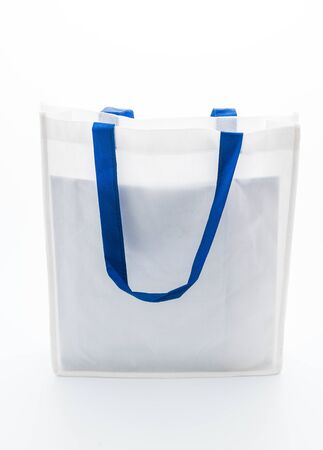 white fabric bag on white backgroundの写真素材