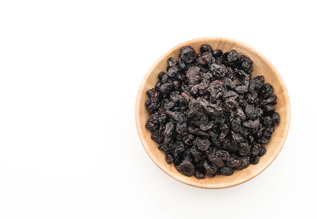 black raisins on white backgroundの写真素材