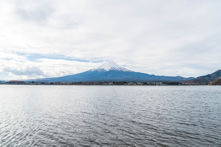 Mountain Fuji San with cloudy at Kawaguchiko Lake in Japan.の写真素材