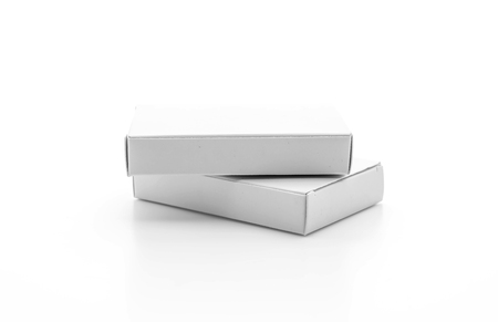 white paper box on white backgroundの写真素材