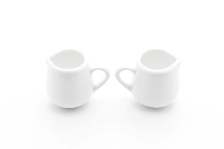 empty white jar on white backgroundの写真素材